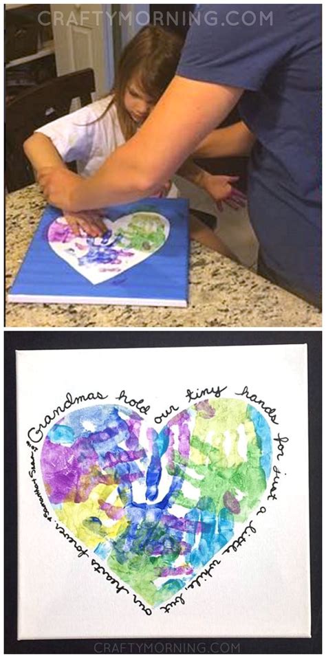 If you notice that he's been spending more time out in his vegetable or. Heart Handprint Canvas for Grandma - Crafty Morning ...