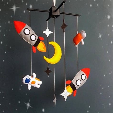 Space Baby Crib Mobile Solar System Spaceship Astronauts Nursery Mobile Baby Galaxy Mobile