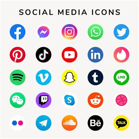 Social Media Icons Vektorset Mit Facebook Instagram Twitter Tiktok