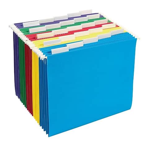 Staples Bright Colored Hanging File Folders 5 Tab Letter Assorted