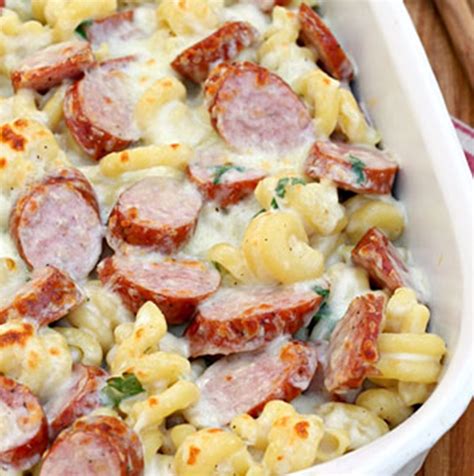 See the light coming from the left. Spicy Smoked Sausage Alfredo Bake - PIONEER WIFE