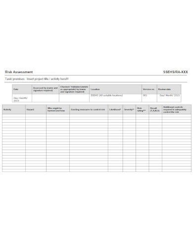 9 Free Construction Risk Assessment Templates Pdf Word