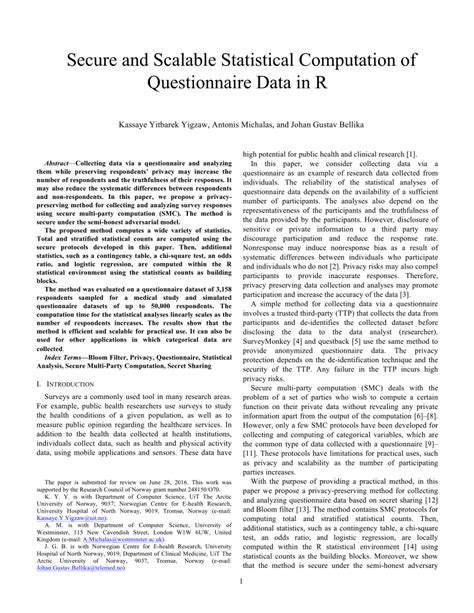 Pdf Secure And Scalable Statistical Computation Of Questionnaire Data