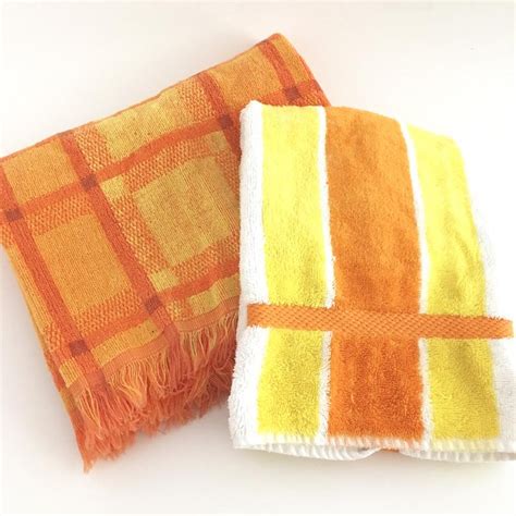 Shop wayfair for all the best orange bath towels. Vintage Bath Towels Orange Plaid Set of 2 Velour