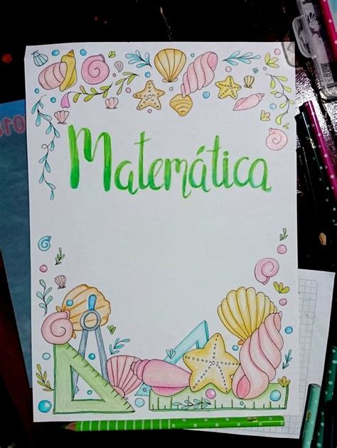 Carátula Portada Marco Borde Para Cuaderno De Matemática Cuadernos