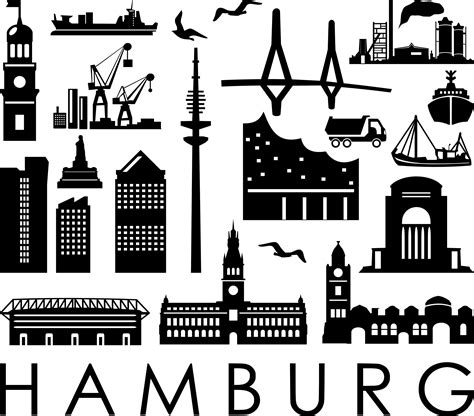 Hamburg City Germany Skyline Outline Silhouette Vector Svg Eps Etsy