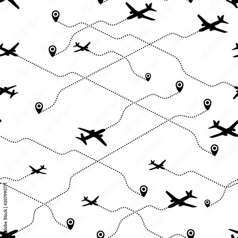 Seamless Pattern Travel Concept Airplane Routes Abstract For Your