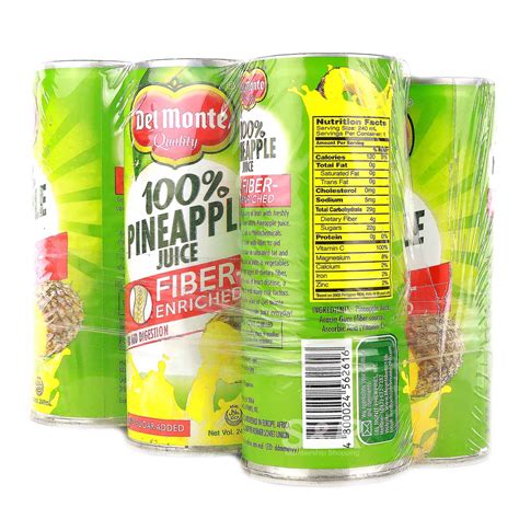 Del Monte Pineapple Juice Fiber 240ml X 6 Cans