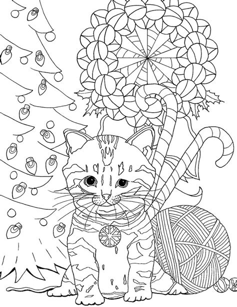christmas kitten   print coloring page  etsy