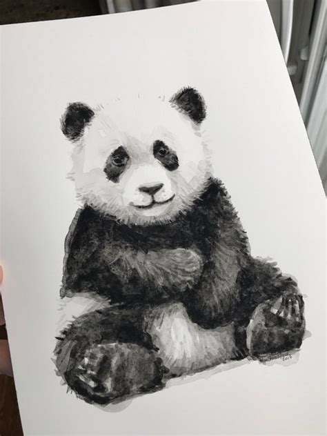 Baby Panda Watercolor Original Painting Cute Panda Baby