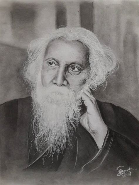 Portrait Of Rabindranath Tagore Drawing By Naruttam Boruah Saatchi Art