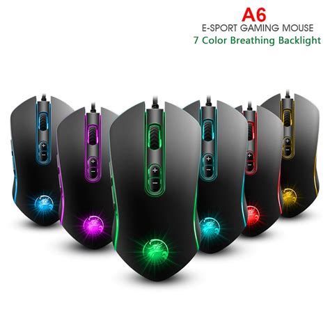 Gaming Mouse Wired Usb Game Mice 7 Button 3200dpi Ergonomic Gamer Mouse