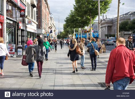 People Walking Down Oconnell Street In Dublin City
