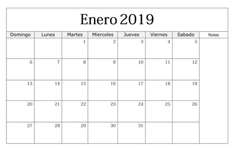 Calendario Enero 2019 Para Imprimir En Chile