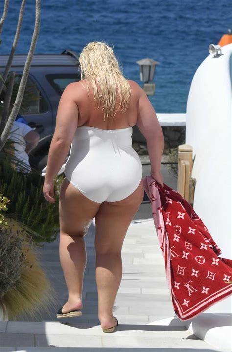 Gemma Collins In A White Swimsuit On The Beach In Mykonos LACELEBS CO