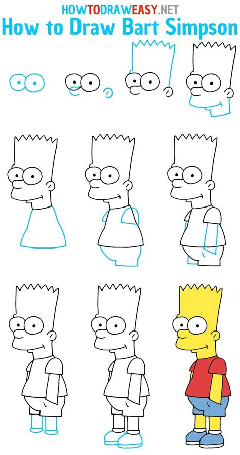 How To Draw Bart Simpson Step By Step Easy Cartoon Drawings Bart