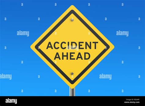 Accident Ahead Road Sign Isolated On Blue Sky Stock Photo Alamy