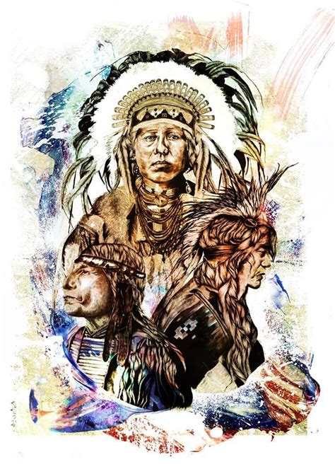 Native Americans Art Illustration Fine Art Abstract Fashion
