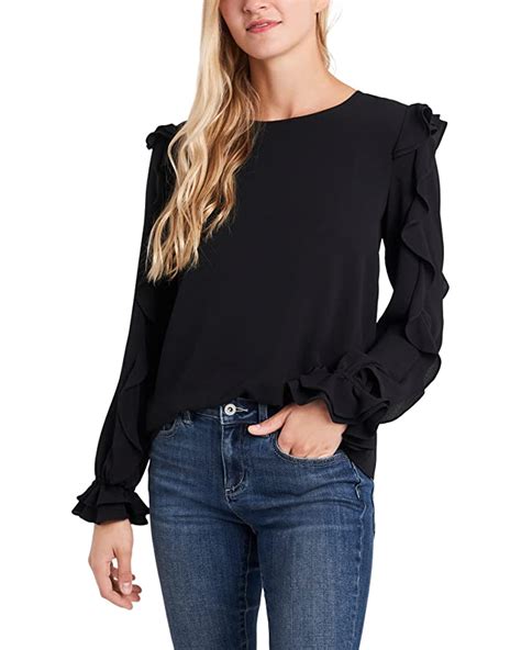 Cece Long Sleeve Blouse With Ruffle Sleeve Detail