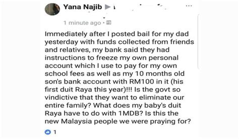 Daripada 91 akaun bank yang dibekukan, 43 akaun di bawah nama syarikat dan 48 akaun selebihnya milik individu membabitkan lapan buah bank berlainan, katanya pada sidang media di sini. Akaun bank cucu DS Najib berumur 10 bulan dibekukan ...