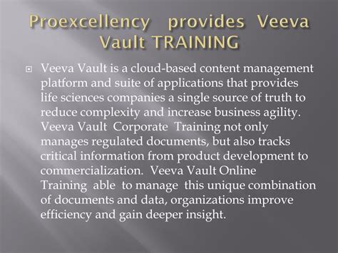 Ppt Proexcellency Provides Veeva Vault Online Training Powerpoint