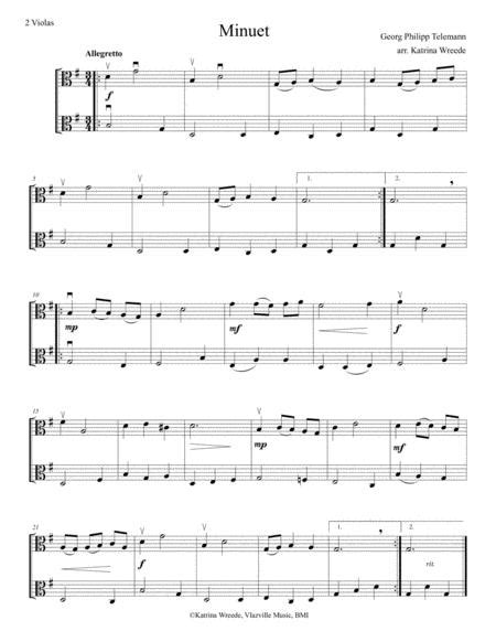Minuet For Two Violas By Telemann Sheet Music Pdf Download