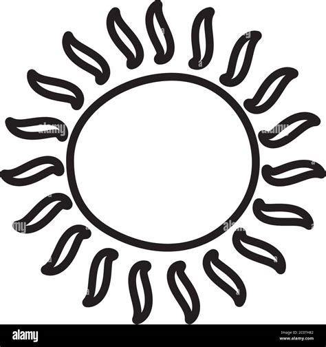 Sun Shape Icon Over White Background Line Style Vector Illustration