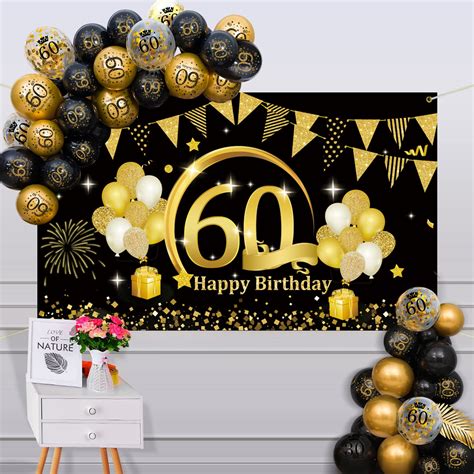 Buy 60th Birthday Party Decorations Black And Gold 60th Birthday Party