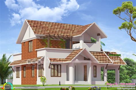 1850 Sq Ft 4 Bedroom Sloping Roof Home Kerala Home Design And Floor