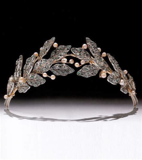 An Edwardian Emerald And Pearl Tiara Probably English About 1900 A