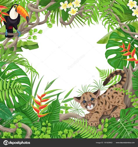 También juegos de pintar animales, de aventuras y puzzles. Imágenes: plantas y animales | Marco tropical con plantas ...