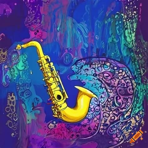 Artistic Image Of A Saxophone Underwater