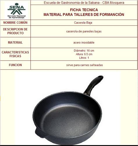 40 productos en otras técnicas de cocina. gastronomia: FICHAS TECNICAS DE BATERIA DE COCINA