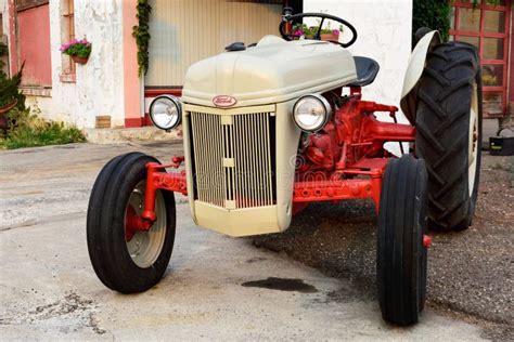 Restored Ford N Series Tractor In Red And Grey Livery Editorial