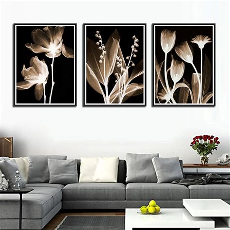 3 Piece Canvas Painting Modern Abstract Flower Painting Home Decor Wall