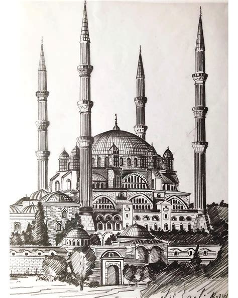 Beautiful Drawing Of Selimiye Mosque Istanbul By Cizelifr