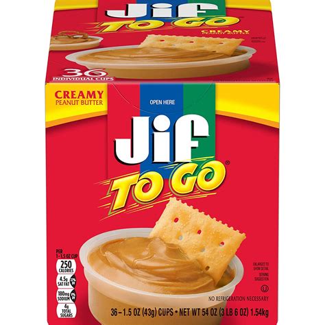 Jif To Go Creamy Peanut Butter 36ct Office Pantry Supplies