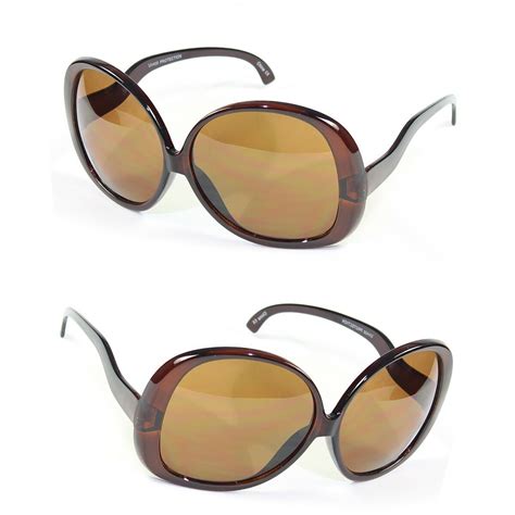 Huge Extra Oversized Large Womens Retro Vintage Round Sunglasses Brown