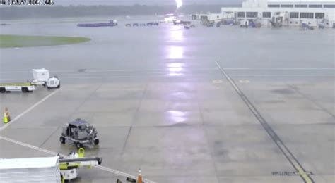 surveillance video shows lightning striking plane hospitalizing airport worker wsbt