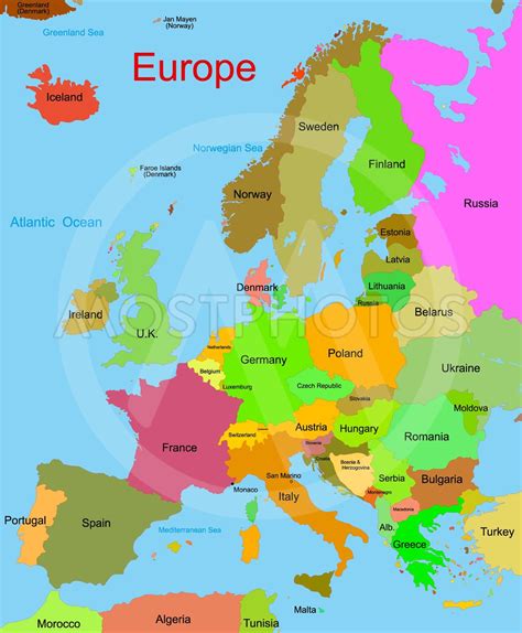 Map Of European Continent By Olinchuk Mostphotos
