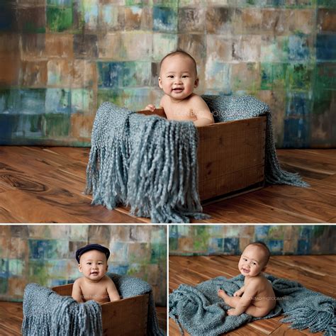 The most common baby background photoshoot material is fleece. Seattle baby photography | Sebastian 9 months