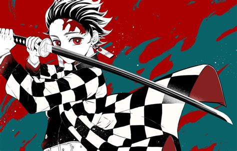 Download Demon Slayer Tanjiro Holding Sword Wallpaper