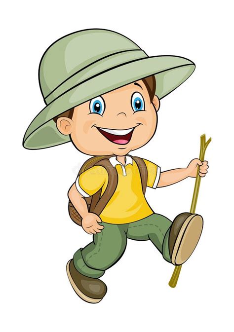 Cartoon Character Of The Happy Walking Boy Stock Vector Illustration