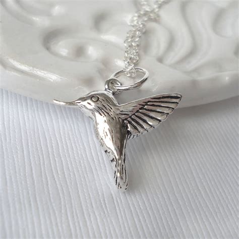 Sterling Silver Antique Hummingbird Necklace By Mia Belle