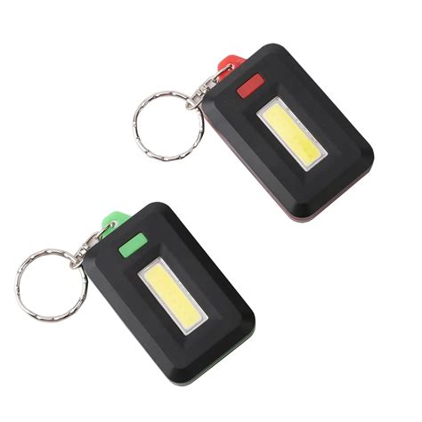 2pcs Creative Cob Led Keychain Flashlight 3 Modes Mini Square Light
