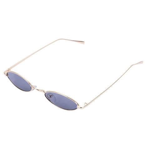 skinny oval sunglasses women 90s vintage small cat eye sun glassses men metal frame tiny small