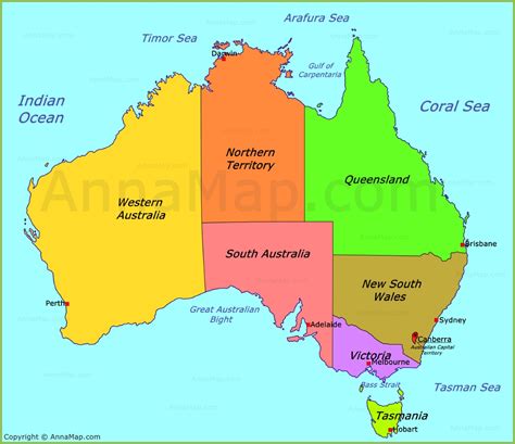 Australia Political Map Annamap