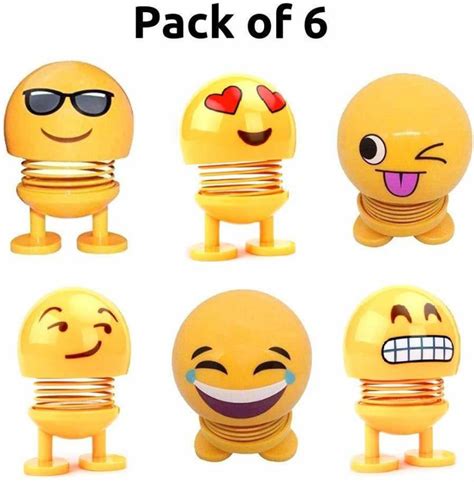 India Fun Zone Car Emoji Figures Shaking Head Toys Smileys Spring Toy