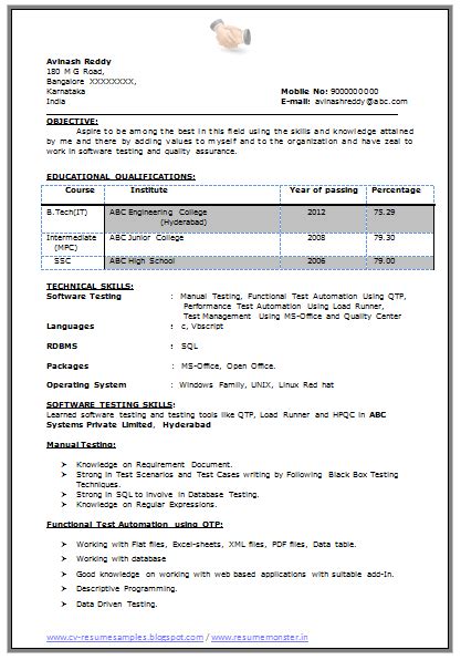 Fresher resume samples & examples. B Tech Resume Fresher No Experience Free Download (1 ...