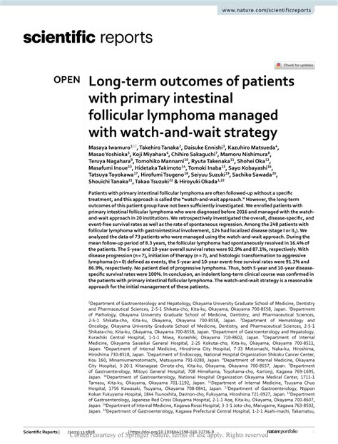 Pdf Long Term Outcomes Of Patients With Primary Intestinal Follicular